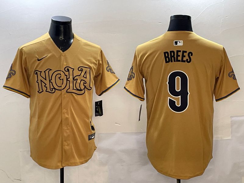 Men New Orleans Saints #9 Brees Yellow Joint Name 2025 Nike Limited NFL Jersey style 1->kansas city chiefs->NFL Jersey
